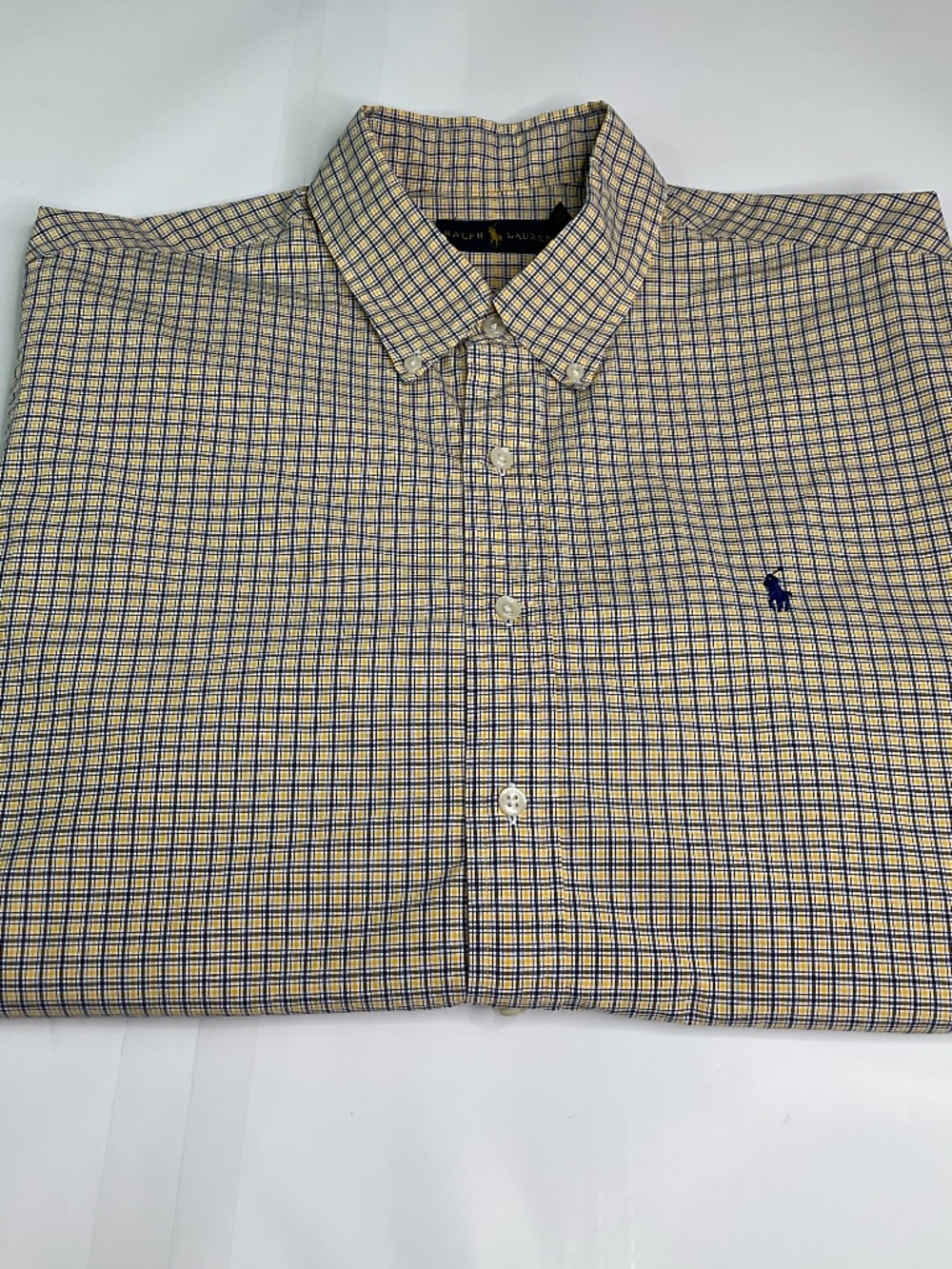 Polo Ralph Lauren Men’s plaid button-down Shirt beige and navy.checkered XL (118